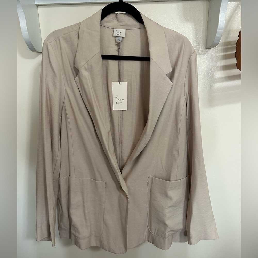 NEW a new day women's light taupe open-front blazer
